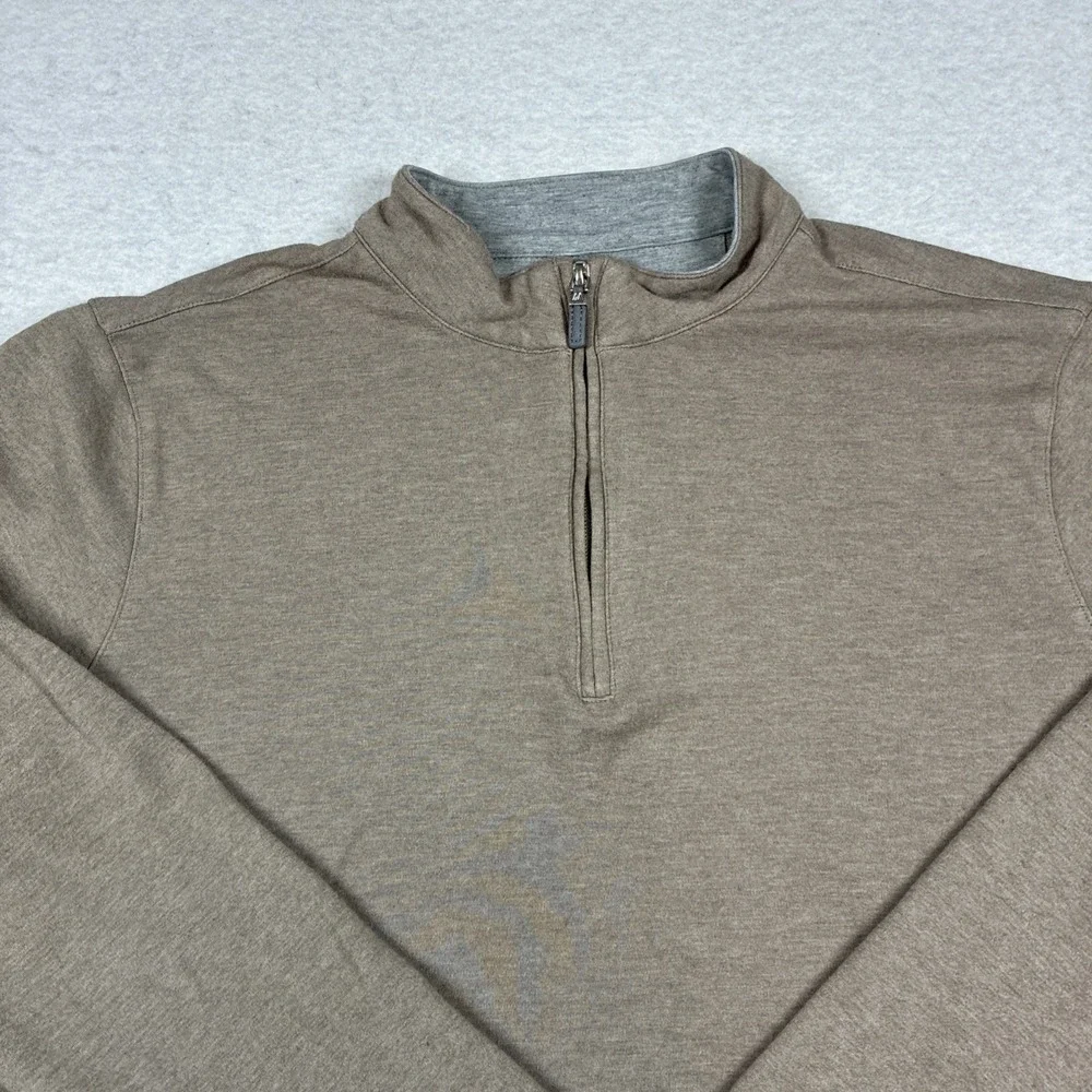 Mizzen + Main Mens Proflex Quarter Zip Brown Tan Stretch Pullover LS Size Large